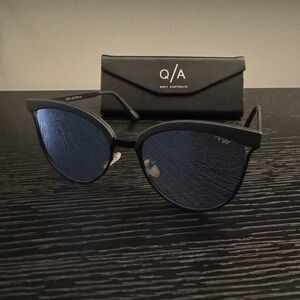 Quay Australia Black Sunglasses with Blue Reflective Lens